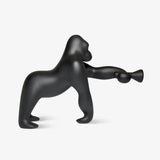 Modern Kong Figurative Monkey Floor Lamp with Adjustable Arm and Matte Black Finish