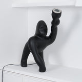 Modern Kong Figurative Monkey Floor Lamp with Adjustable Arm and Matte Black Finish