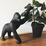 Modern Kong Figurative Monkey Floor Lamp with Adjustable Arm and Matte Black Finish