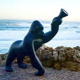 Modern Kong Figurative Monkey Floor Lamp with Adjustable Arm and Matte Black Finish