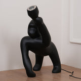 Modern Kong Figurative Monkey Floor Lamp with Adjustable Arm and Matte Black Finish