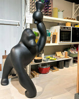 Modern Kong Figurative Monkey Floor Lamp with Adjustable Arm and Matte Black Finish