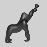Modern Kong Figurative Monkey Floor Lamp with Adjustable Arm and Matte Black Finish
