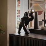Modern Kong Figurative Monkey Floor Lamp with Adjustable Arm and Matte Black Finish