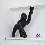 Modern Kong Figurative Monkey Floor Lamp with Adjustable Arm and Matte Black Finish