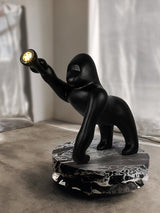 Modern Kong Figurative Monkey Floor Lamp with Adjustable Arm and Matte Black Finish