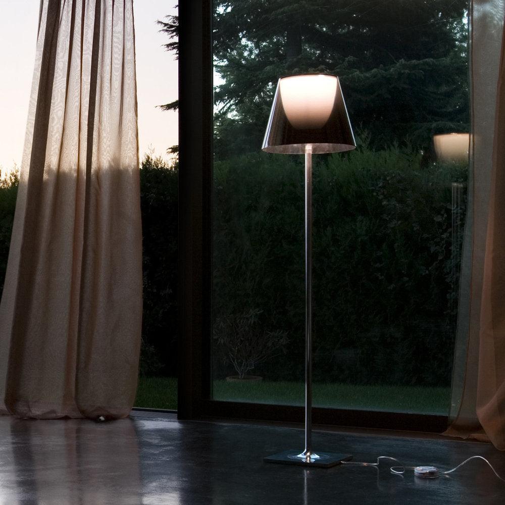 Modern Chrome Prism Floor Lamp with Acrylic Diffuser and Polished Finish