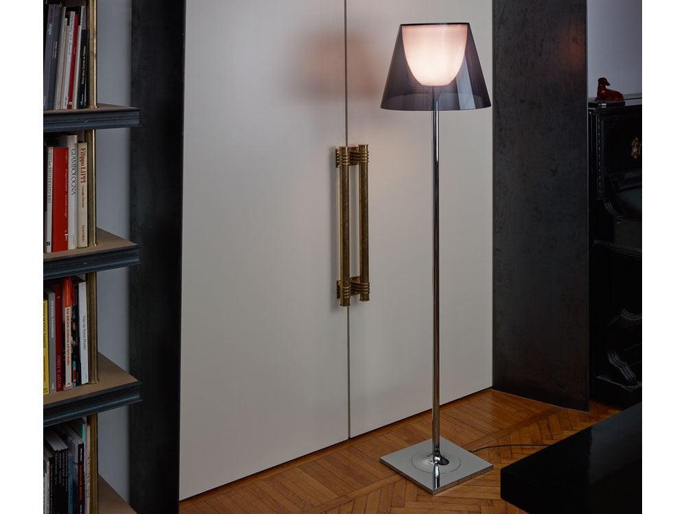 Modern Chrome Prism Floor Lamp with Acrylic Diffuser and Polished Finish