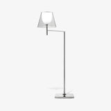 Modern Chrome Prism Geometric Floor Lamp with Adjustable Arm and Glass Shade