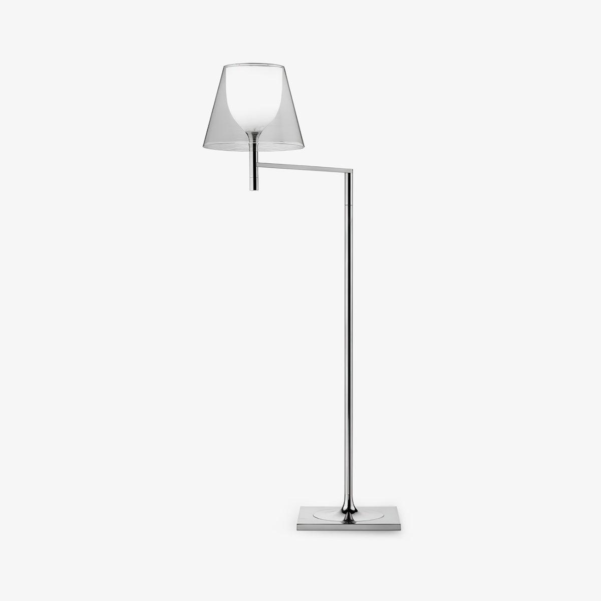 Modern Chrome Prism Geometric Floor Lamp with Adjustable Arm and Glass Shade