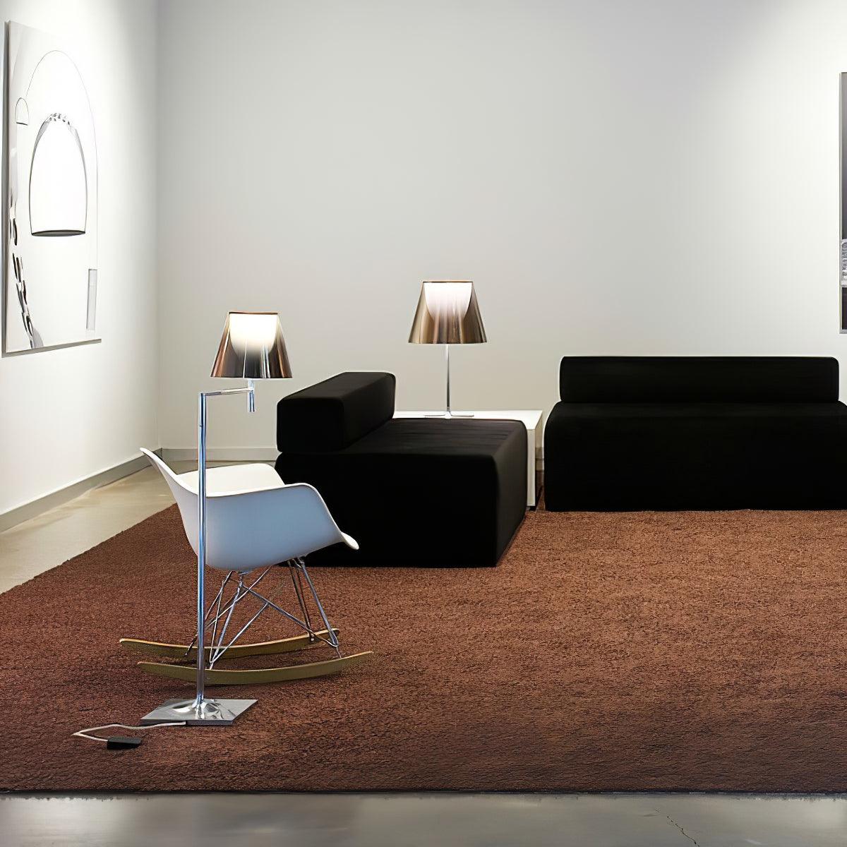 Modern Chrome Prism Geometric Floor Lamp with Adjustable Arm and Glass Shade