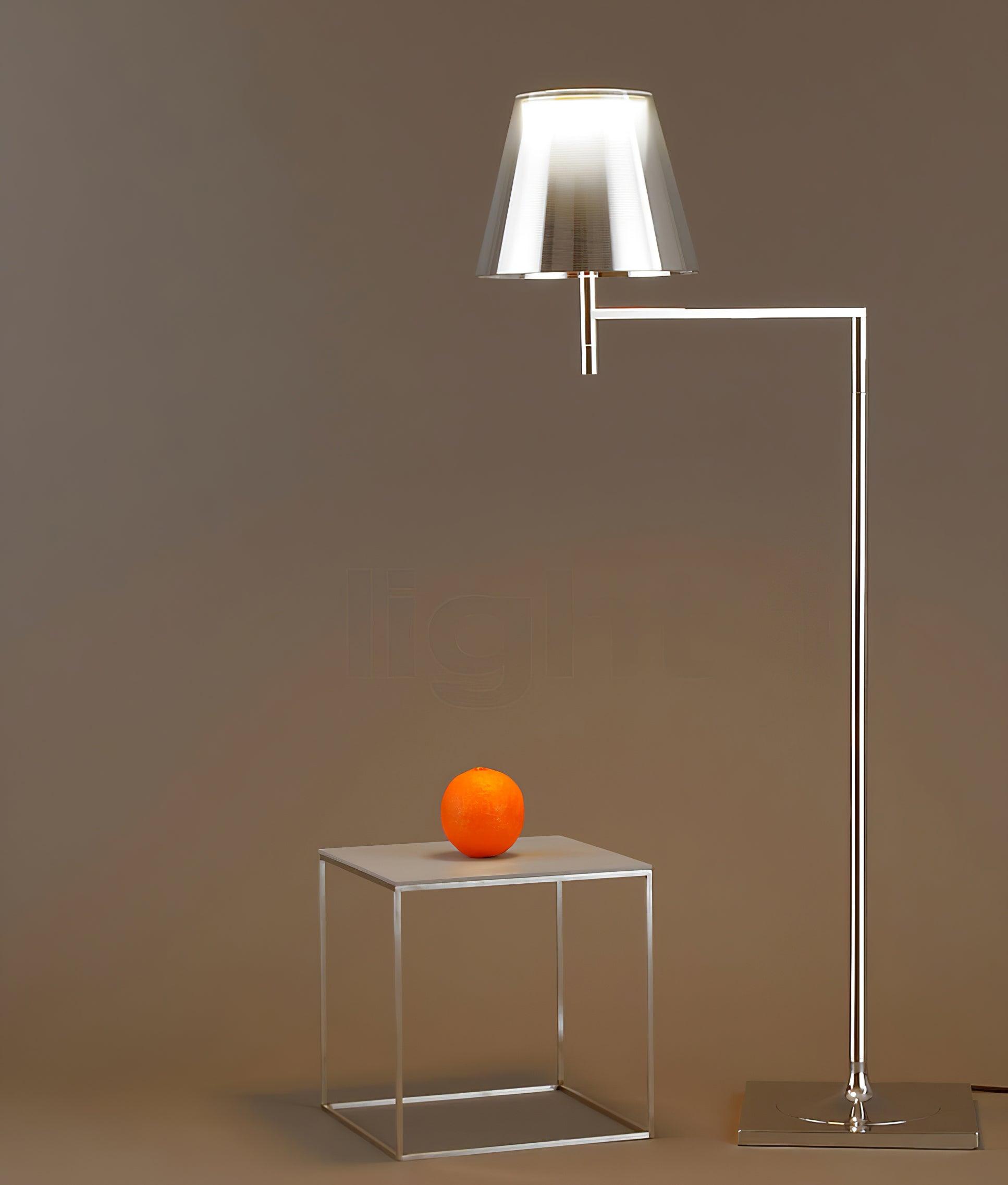 Modern Chrome Prism Geometric Floor Lamp with Adjustable Arm and Glass Shade