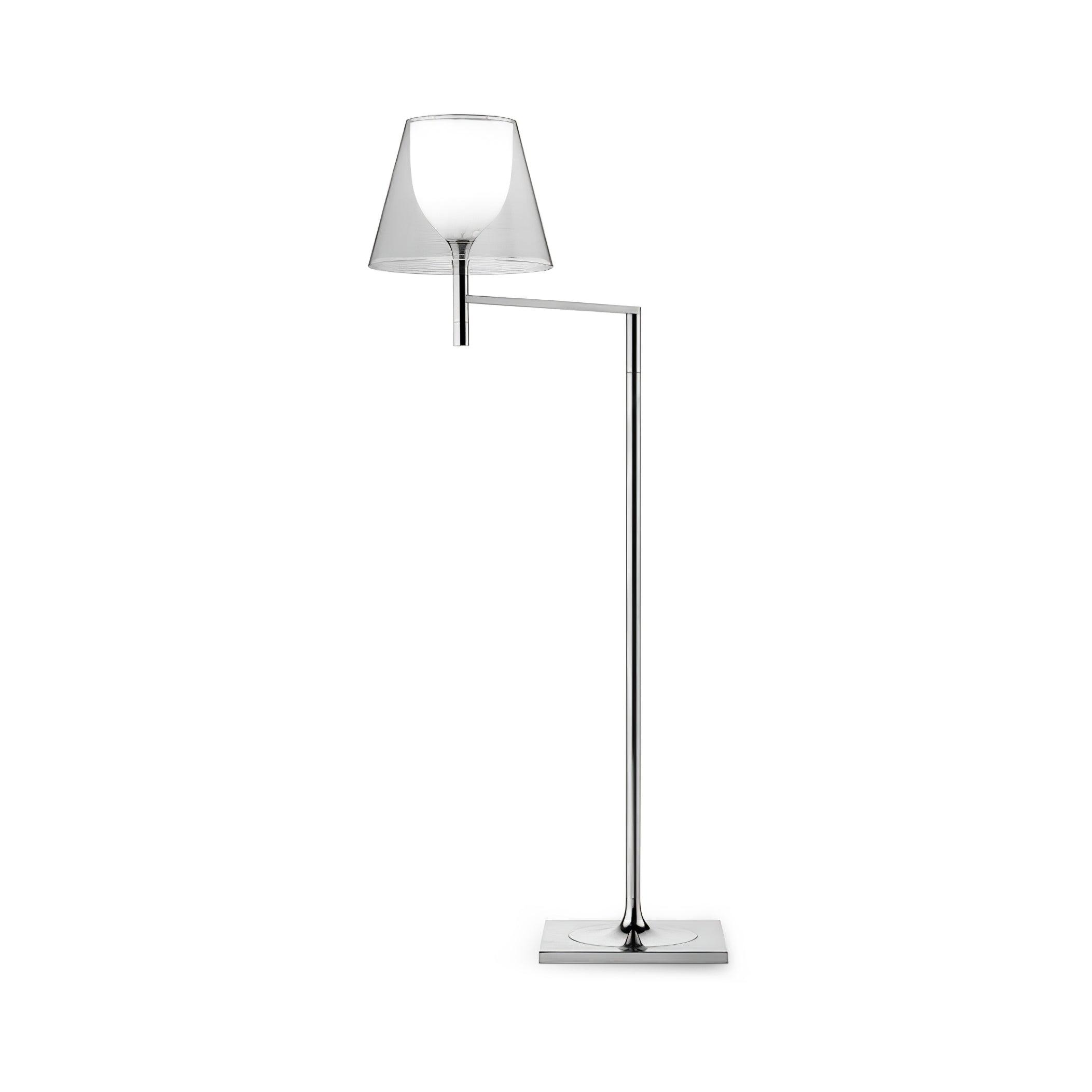 Modern Chrome Prism Geometric Floor Lamp with Adjustable Arm and Glass Shade