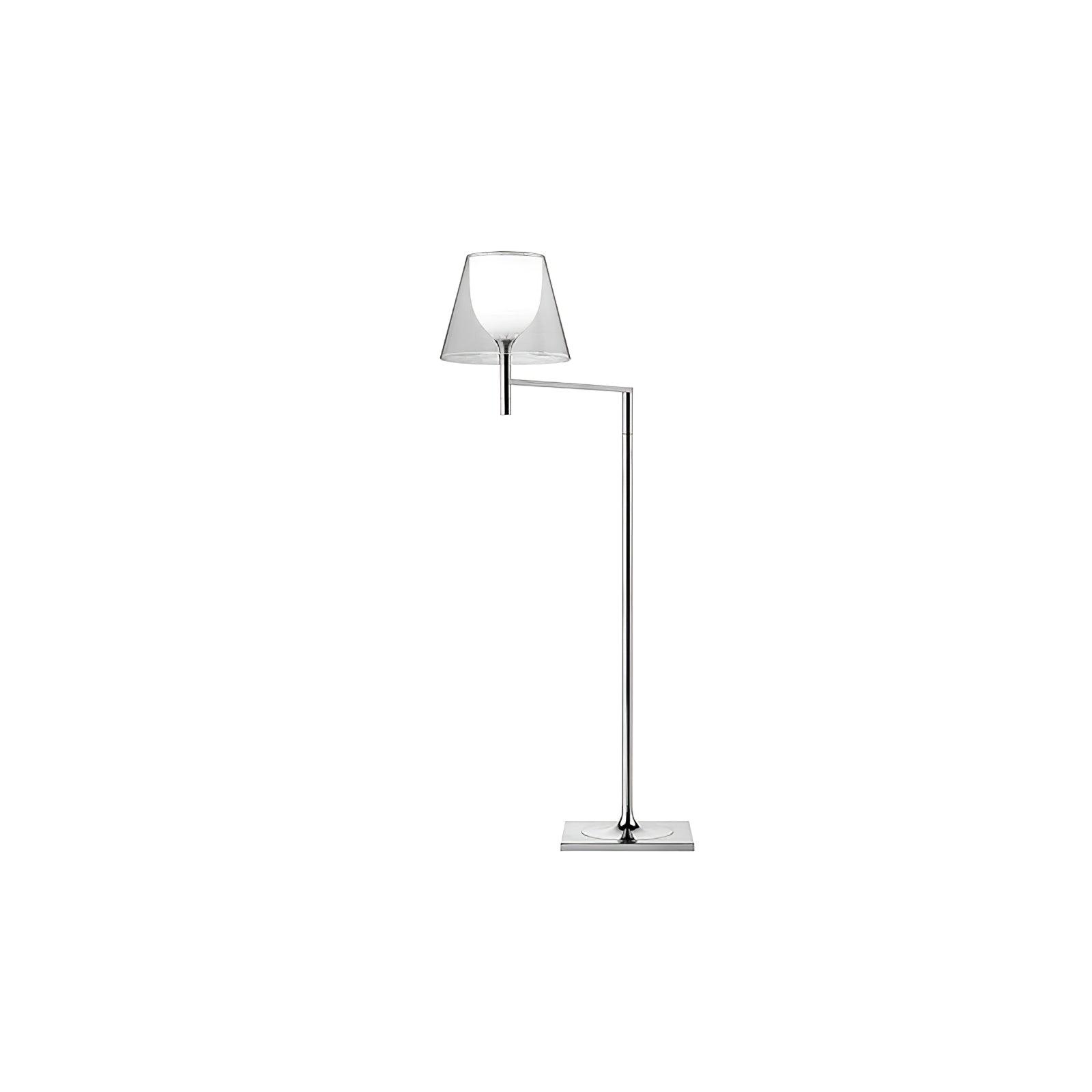 Modern Chrome Prism Geometric Floor Lamp with Adjustable Arm and Glass Shade