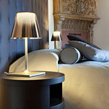 Modern Chrome Prism Table Lamp with Dual Diffuser and Polished Aluminum Base