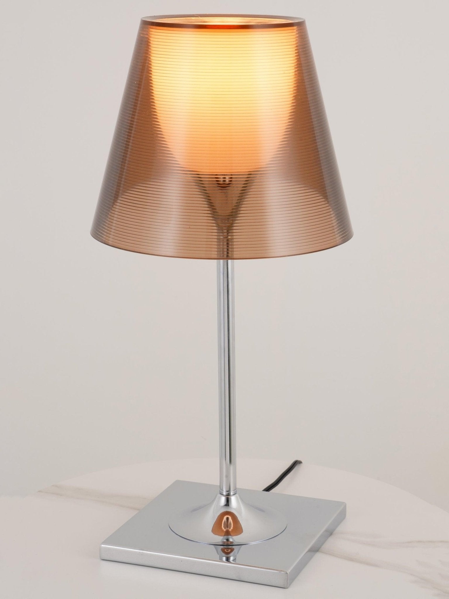Modern Chrome Prism Table Lamp with Dual Diffuser and Polished Aluminum Base