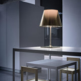 Modern Chrome Prism Table Lamp with Dual Diffuser and Polished Aluminum Base