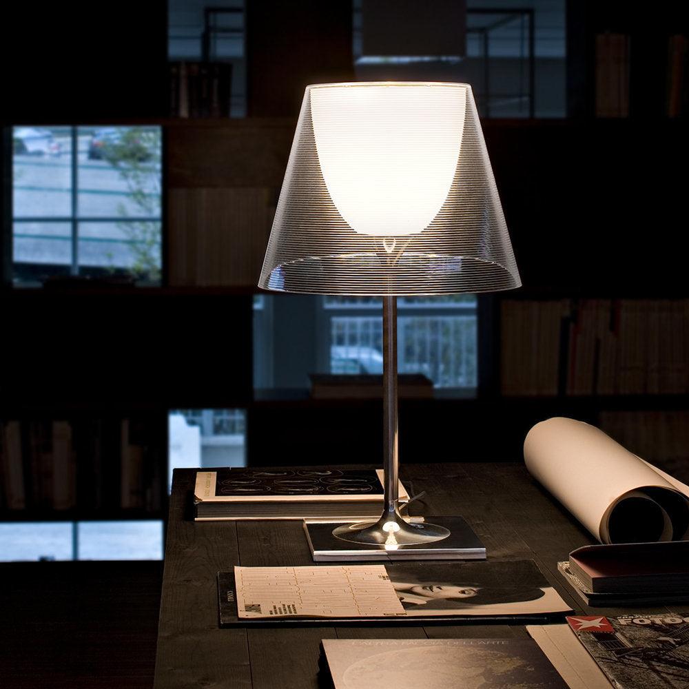 Modern Chrome Prism Table Lamp with Dual Diffuser and Polished Aluminum Base
