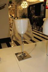 Modern Chrome Prism Table Lamp with Dual Diffuser and Polished Aluminum Base