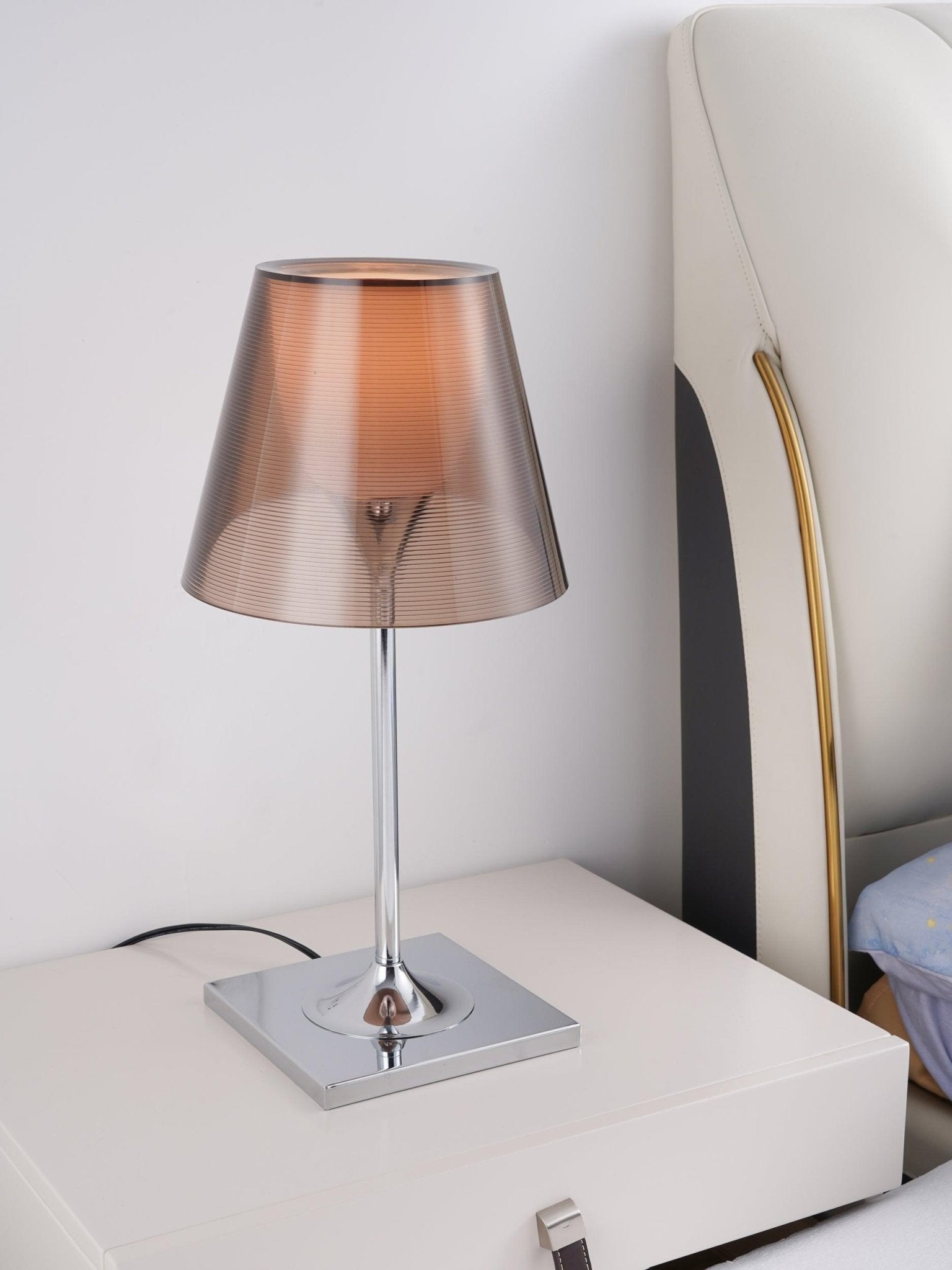 Modern Chrome Prism Table Lamp with Dual Diffuser and Polished Aluminum Base