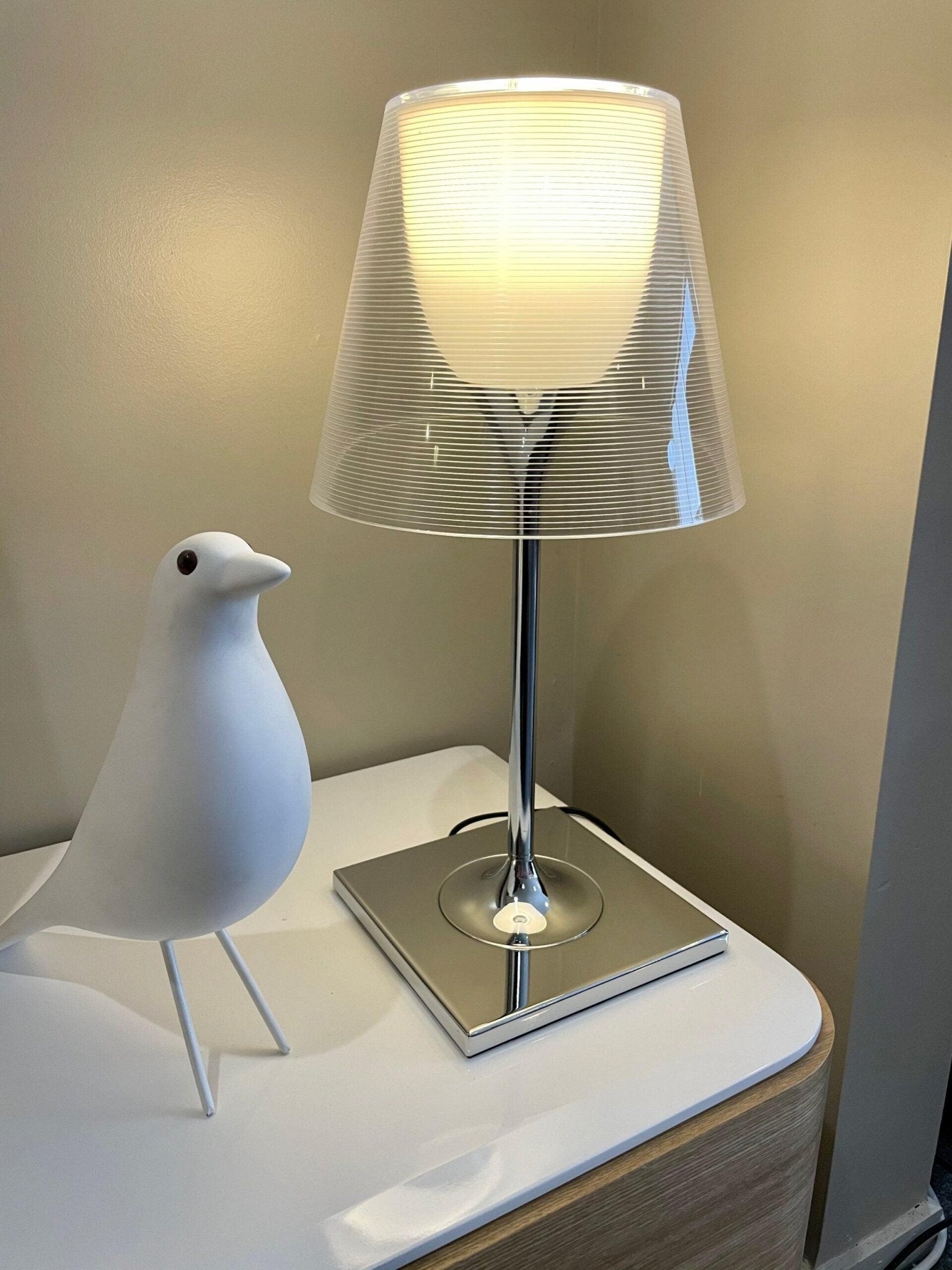Modern Chrome Prism Table Lamp with Dual Diffuser and Polished Aluminum Base