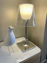 Modern Chrome Prism Table Lamp with Dual Diffuser and Polished Aluminum Base