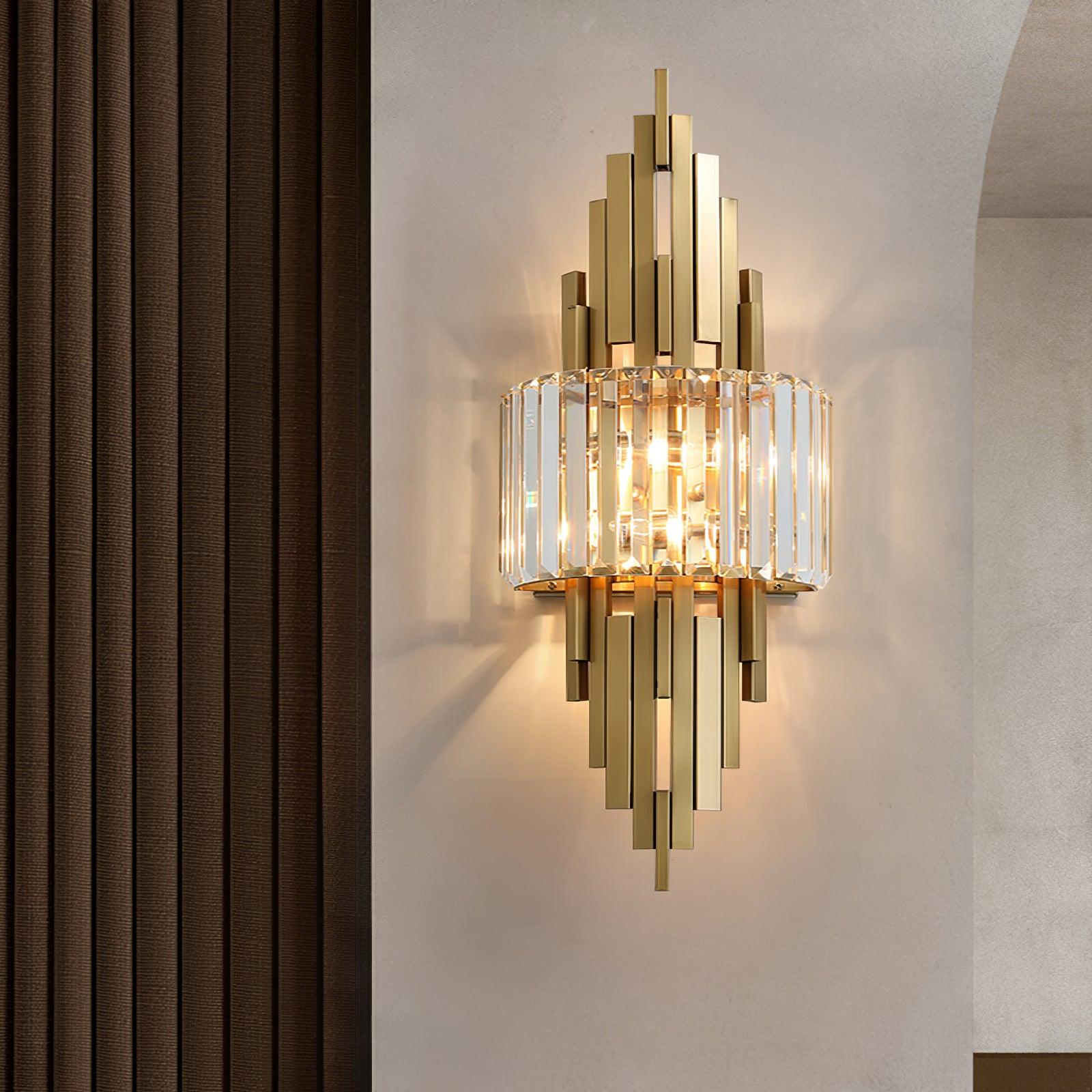 Modern Geometric Crystal Wall Sconce Gold Stainless Steel Luxury Bracket Lamp