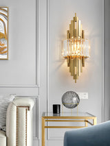 Modern Geometric Crystal Wall Sconce Gold Stainless Steel Luxury Bracket Lamp