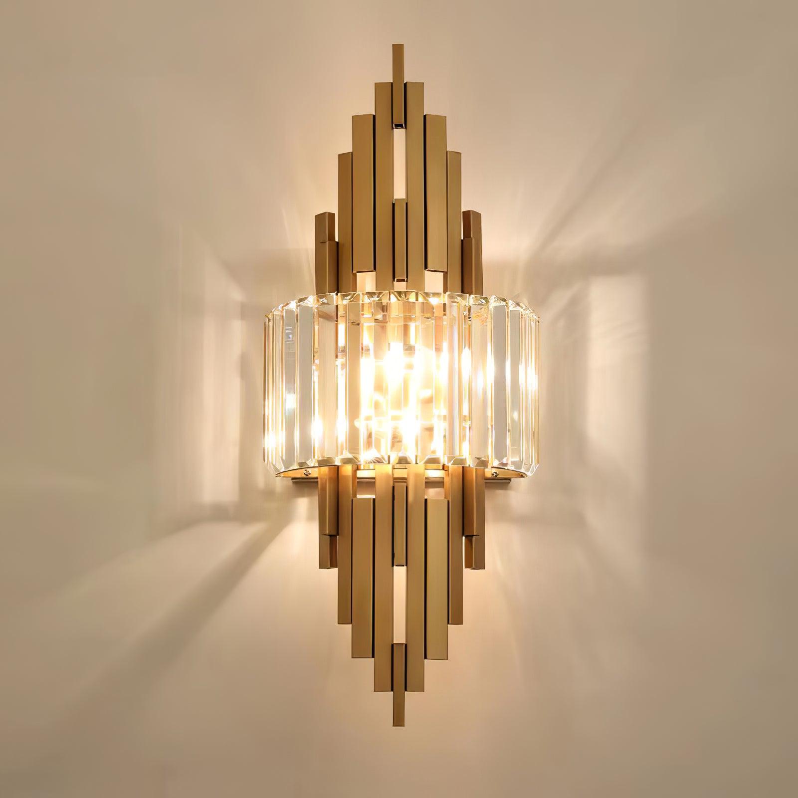 Modern Geometric Crystal Wall Sconce Gold Stainless Steel Luxury Bracket Lamp