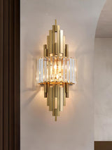 Modern Geometric Crystal Wall Sconce Gold Stainless Steel Luxury Bracket Lamp