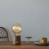 Modern Walnut Marble LED Accent Lamp with Glass Shade and Built-in Battery