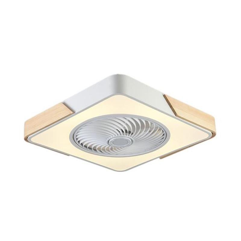 21 Inch Low Profile Bladeless Ceiling Fan with Integrated LED Light Flush Mount in Yellow and White