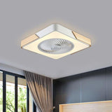 21 Inch Low Profile Bladeless Ceiling Fan with Integrated LED Light Flush Mount in Yellow and White