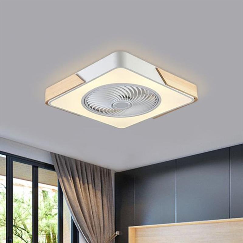 21 Inch Low Profile Bladeless Ceiling Fan with Integrated LED Light Flush Mount in Yellow and White