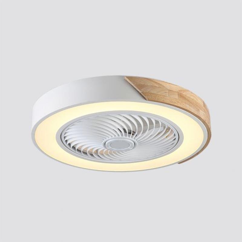 21 Inch Low Profile Bladeless Ceiling Fan with Integrated LED Light Flush Mount in Yellow and White