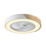21 Inch Low Profile Bladeless Ceiling Fan with Integrated LED Light Flush Mount in Yellow and White