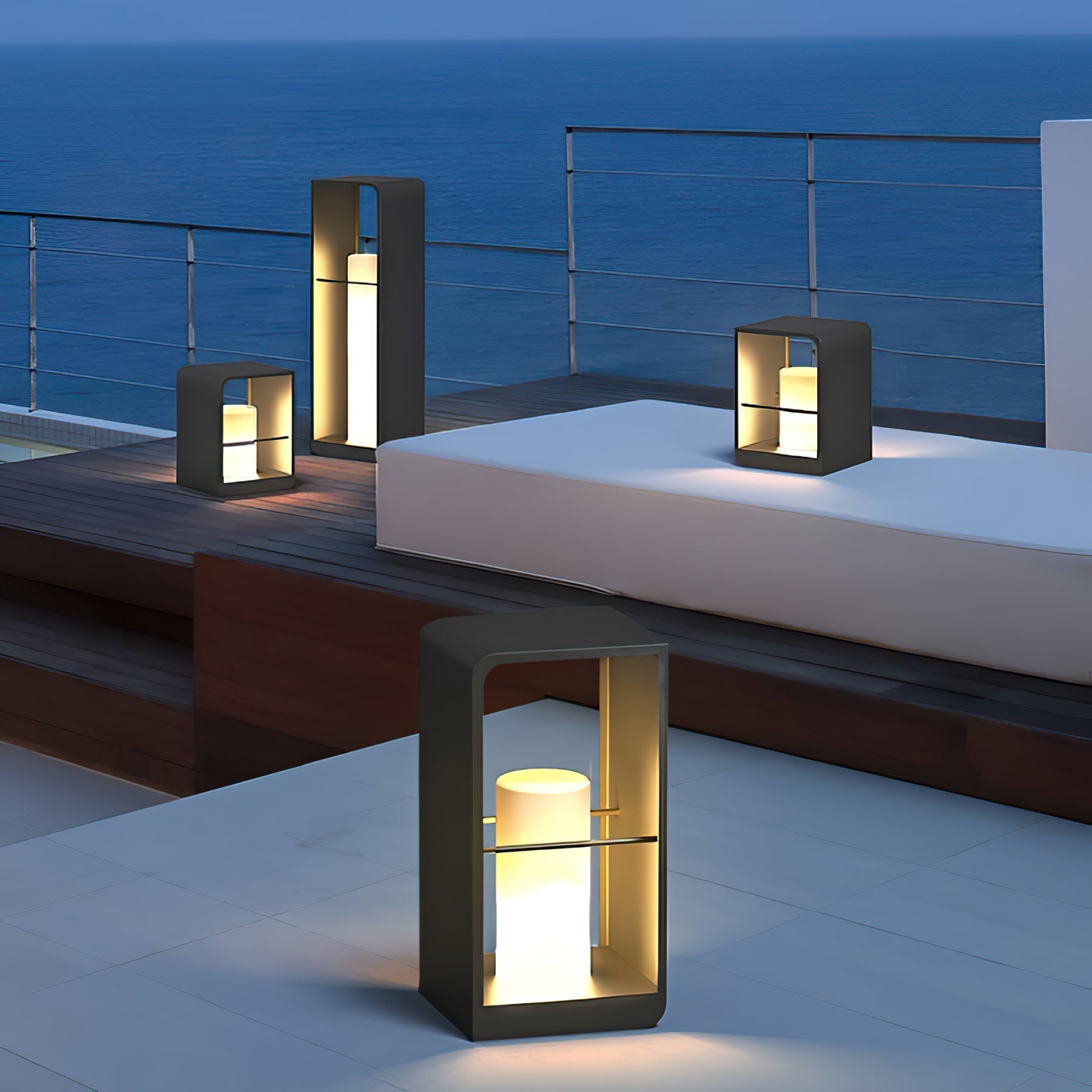 Modern LED Garden Lantern Outdoor Post Light Waterproof Exterior Landscape Path Lamp