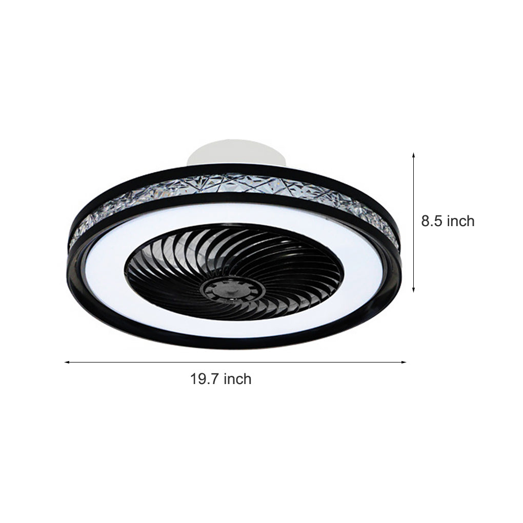 Modern Flush Mount Bladeless Ceiling Fan with Dimmable LED Light and Remote Control