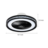 Modern Flush Mount Bladeless Ceiling Fan with Dimmable LED Light and Remote Control