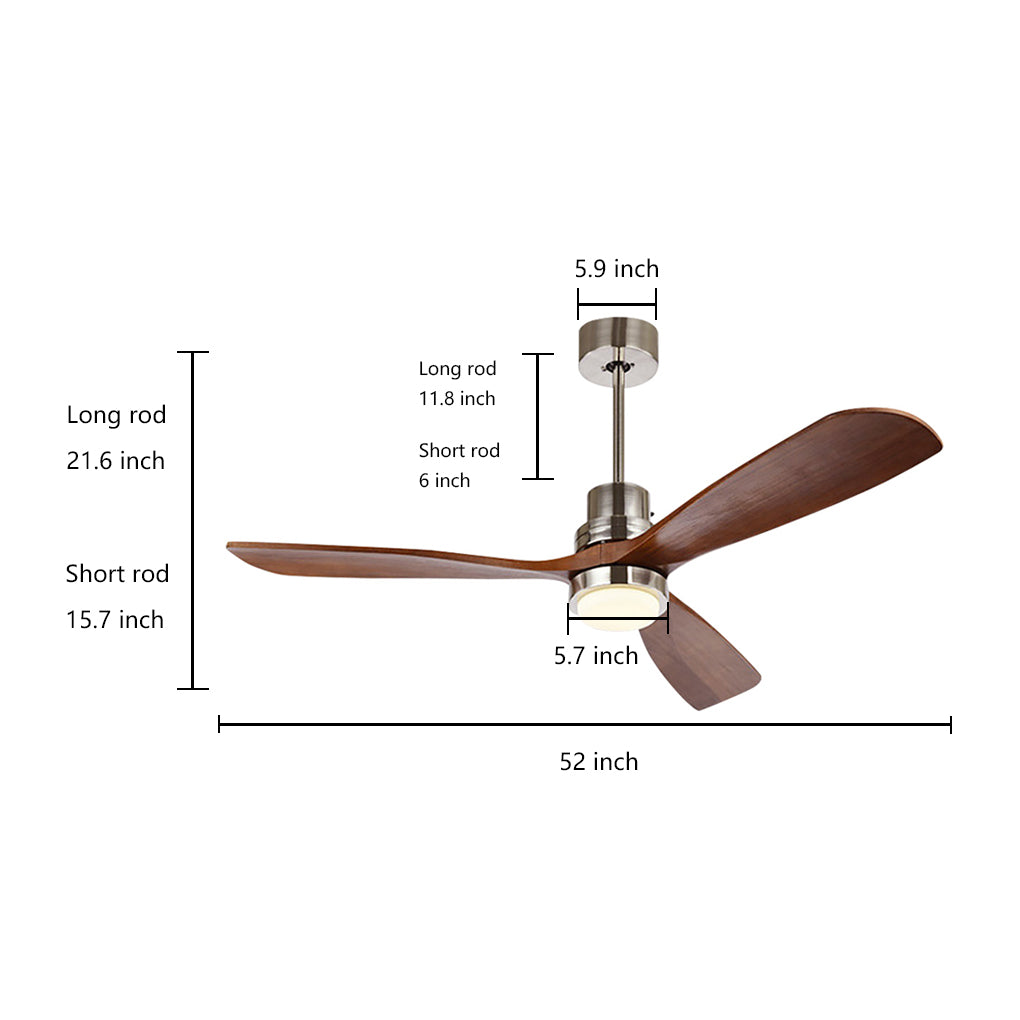 Modern Wood Blade LED Ceiling Fan Lamp with Remote Control and Intelligent Dimming Frequency Conversion