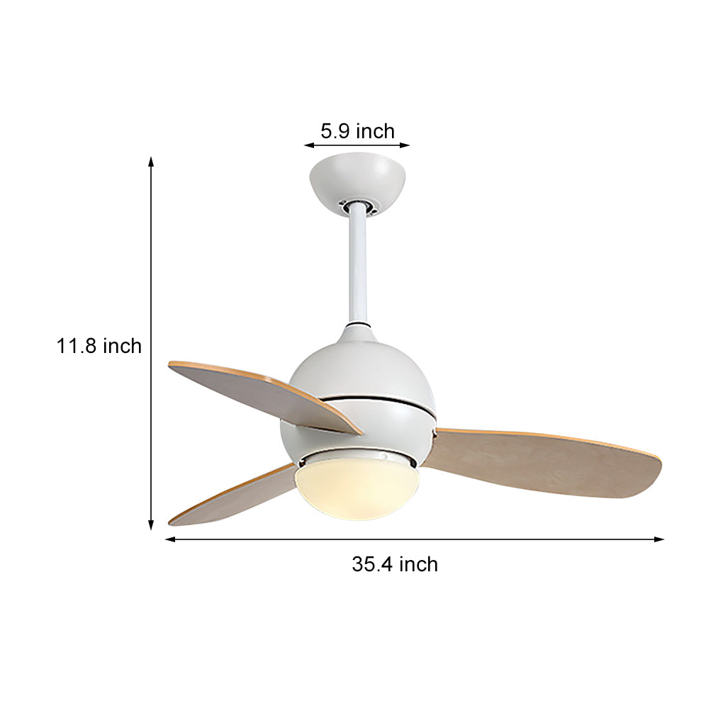 36 Inch Modern Nordic LED Ceiling Fan with Remote Control Dimmable Light for Living Room and Bedroom
