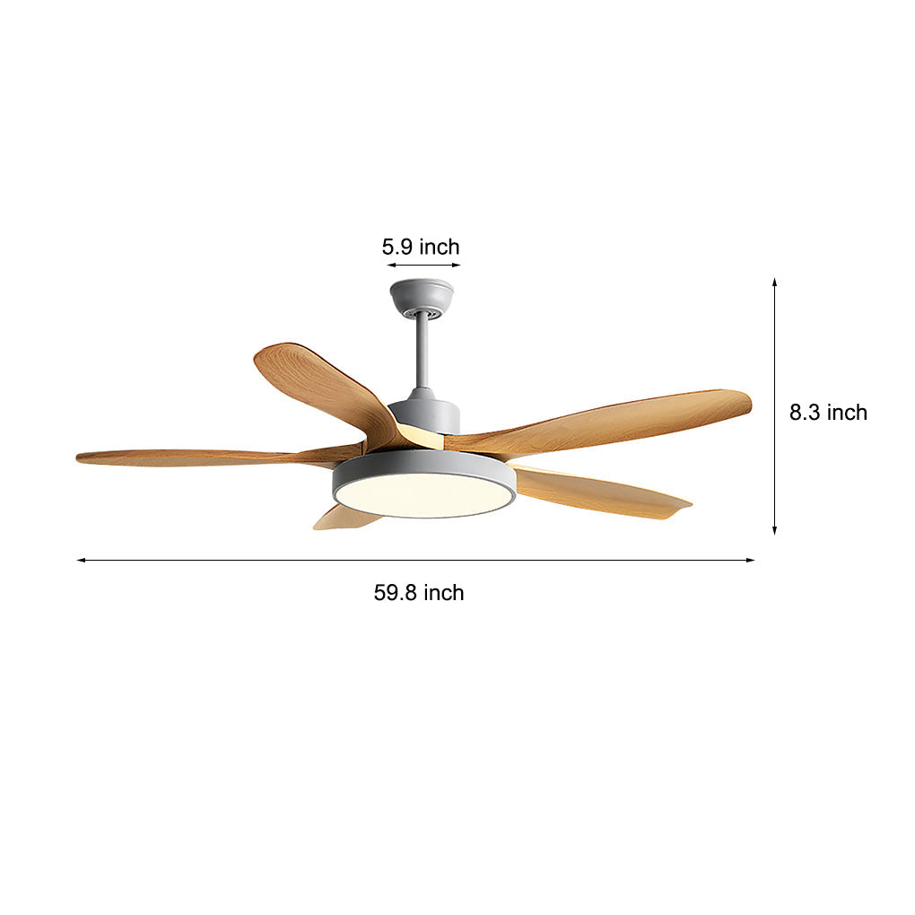 Modern 60 Inch Nordic Ceiling Fan with Dimmable LED Light and Silent Remote Control
