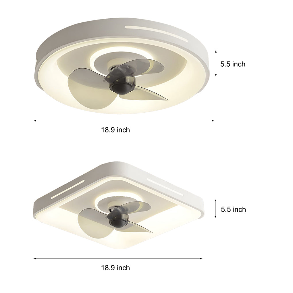Silent Inverter Ceiling Fan with Dimmable LED Light Ultra Thin Flush Mount Fixture for Bedroom