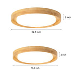 Modern Dimmable Wood LED Ceiling Light Round Flush Mount Fixture for Scandi Interior Decor