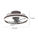 Modern Flush Mount Ceiling Fan with Stepless Dimming LED Light and 360 Degree Rotating Airflow