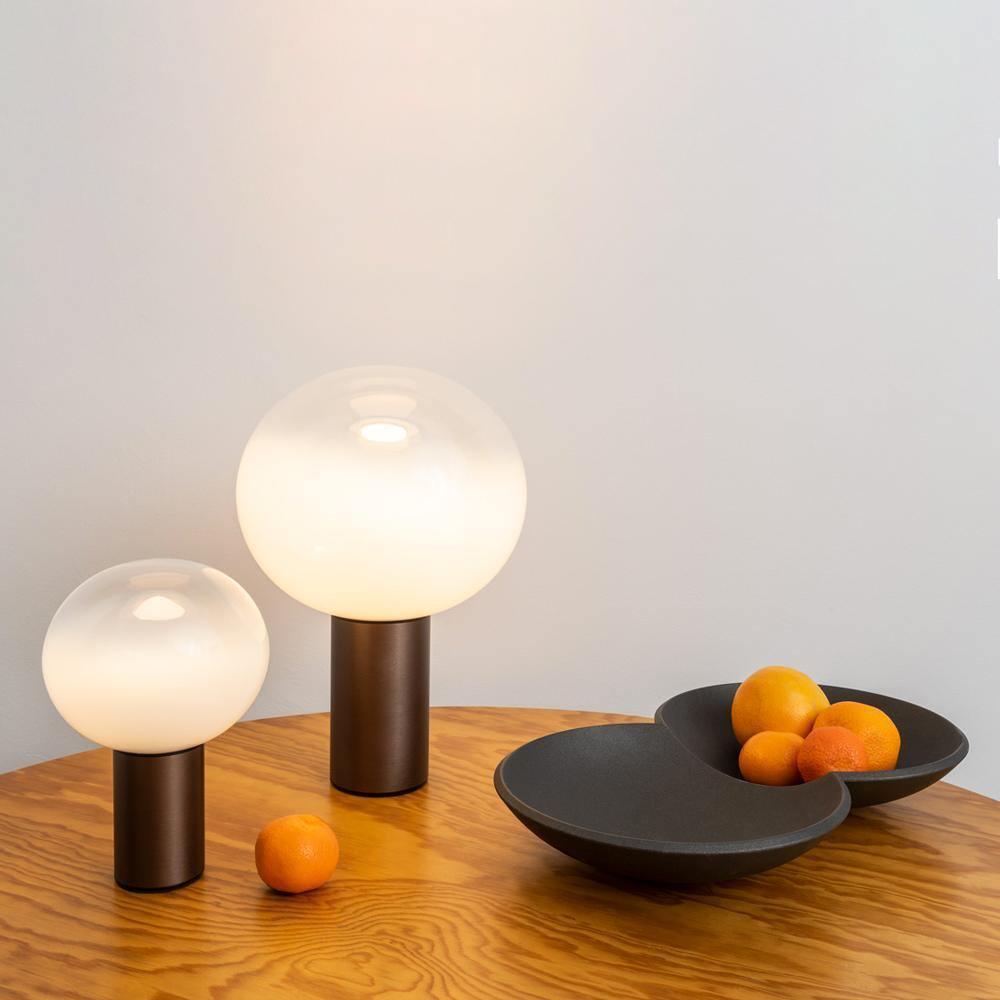 Modern Laguna Spherical Hand Blown Glass Table Lamp with Gold Aluminum Base