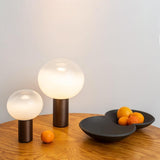Modern Laguna Spherical Hand Blown Glass Table Lamp with Gold Aluminum Base