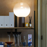 Modern Laguna Spherical Hand Blown Glass Table Lamp with Gold Aluminum Base