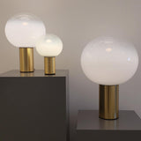 Modern Laguna Spherical Hand Blown Glass Table Lamp with Gold Aluminum Base