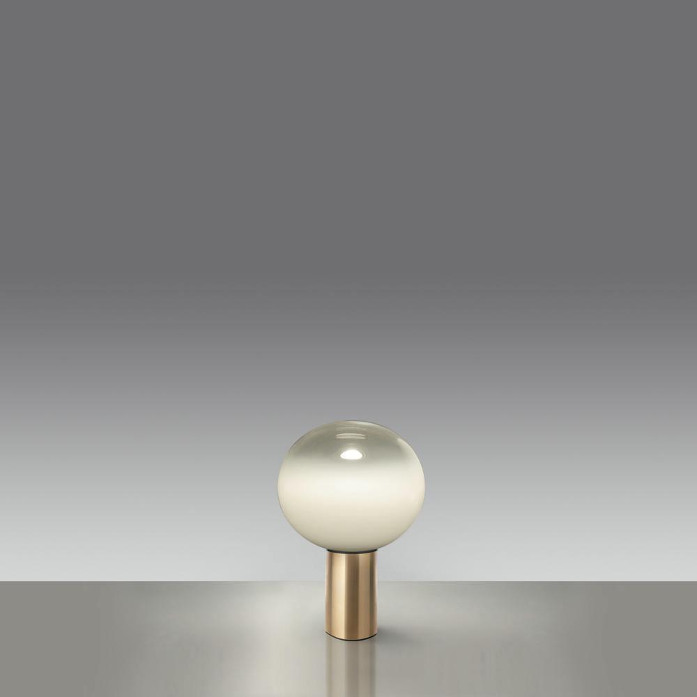 Modern Laguna Spherical Hand Blown Glass Table Lamp with Gold Aluminum Base